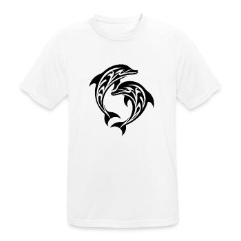 Tatouage tribal Dauphins sauteurs - T-shirt respirant Homme - blanc - Devant - AI Model Male 185 dark (185cm)