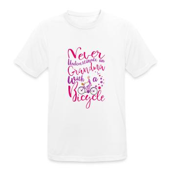 Never Underestimate A Grandma With A Bicycle Cool - Men's Breathable T-Shirt - white - Front - AI Model Male 185 dark (185cm)