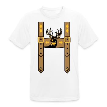 Lederhose Bayern Wiesn Hirschgeweih - Männer T-Shirt atmungsaktiv - Weiß - Vorne - AI Model Male 185 dark (185cm)