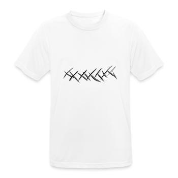 lignes transversales métal traits gris brillants - T-shirt respirant Homme - blanc - Devant - AI Model Male 185 dark (185cm)