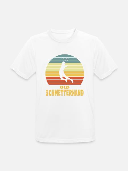 Old Schmetterhand Badminton - Männer T-Shirt atmungsaktiv - Weiß