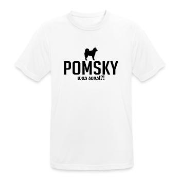 Pomsky was sonst Hundespruch Hunde Hund - Männer T-Shirt atmungsaktiv - Weiß - Vorne - AI Model Male 185 dark (185cm)