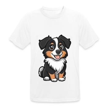 Australian Shepherd Dog Comic Cute - Men's Breathable T-Shirt - white - Front - AI Model Male 185 dark (185cm)