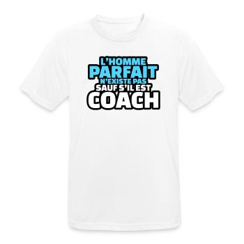 l'homme parfait n'existe pas sauf s'il est coach - T-shirt respirant Homme - blanc - Devant - AI Model Male 185 dark (185cm)