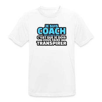 je suis coach je dois vous faire transpirer - T-shirt respirant Homme - blanc - Devant - AI Model Male 185 dark (185cm)