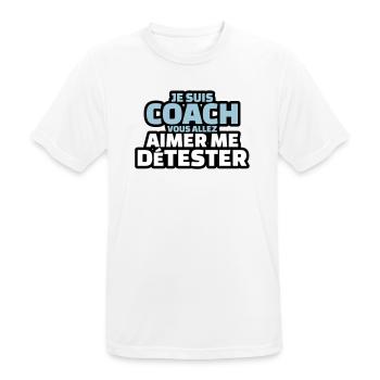 je suis coach vous allez aimer me détester - T-shirt respirant Homme - blanc - Devant - AI Model Male 185 dark (185cm)