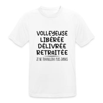 Volleyball player celebrates her retirement with humor gift - Men's Breathable T-Shirt - white - Front - AI Model Male 185 dark (185cm)