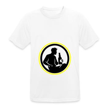 Bottle of Beer Drinking Silhouette - Men's Breathable T-Shirt - white - Front - AI Model Male 185 dark (185cm)