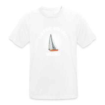 Sailboat I Am A Girl Who Loves Sailboats - Männer T-Shirt atmungsaktiv - Weiß - Vorne - AI Model Male 185 dark (185cm)