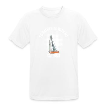 Sailboat I'd Rather Be With My Sailboat - Männer T-Shirt atmungsaktiv - Weiß - Vorne - AI Model Male 185 dark (185cm)
