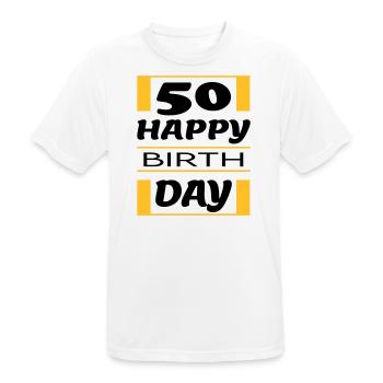 Geburtstag Happy Birthday 50 - Männer T-Shirt atmungsaktiv - Weiß - Vorne - AI Model Male 185 dark (185cm)