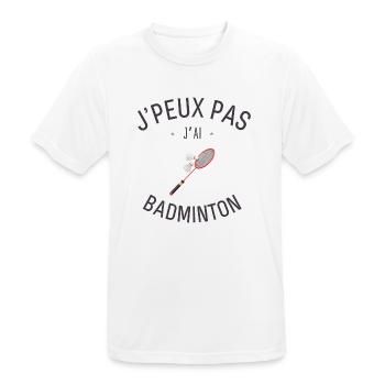 J'Peux pas j'ai Badminton - T-shirt respirant Homme - blanc - Devant - AI Model Male 185 dark (185cm)