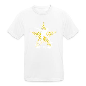 Boßelspruch Plattdeutsch Hier up an - Geschenk - Männer T-Shirt atmungsaktiv - Weiß - Vorne - AI Model Male 185 dark (185cm)