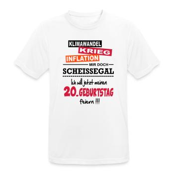 Geburtstag 20 Klimawandel Krieg Inflation Mir egal - Männer T-Shirt atmungsaktiv - Weiß - Vorne - AI Model Male 185 dark (185cm)