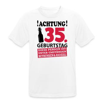 35 Geburtstag Besoffen Alkohol Jahre - Männer T-Shirt atmungsaktiv - Weiß - Vorne - AI Model Male 185 dark (185cm)