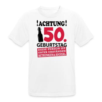 50 Geburtstag Besoffen Alkohol Jahre - Männer T-Shirt atmungsaktiv - Weiß - Vorne - AI Model Male 185 dark (185cm)