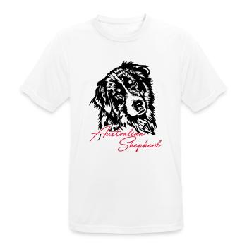 Berger australien Aussie Dog Wilsigns Dog - T-shirt respirant Homme - blanc - Devant - AI Model Male 185 dark (185cm)