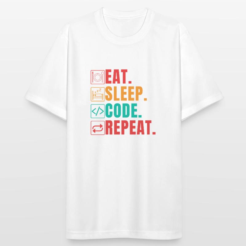EAT SLEEP CODE REPEAT - FUNNY CODER Männer T-Shirt atmungsaktiv