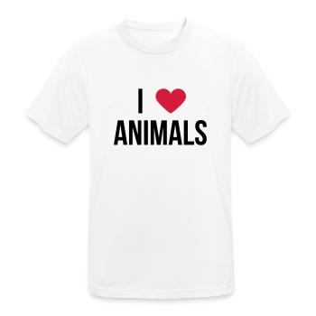 J'aime les animaux! disant cadeau - T-shirt respirant Homme - blanc - Devant - AI Model Male 185 dark (185cm)