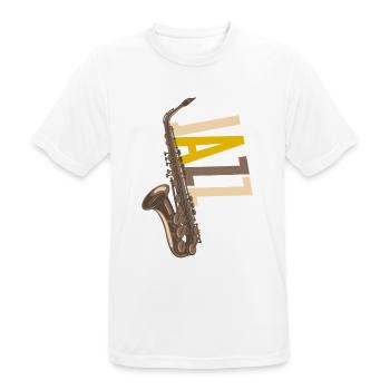 Jazz Saxophon - Männer T-Shirt atmungsaktiv - Weiß - Vorne - AI Model Male 185 dark (185cm)
