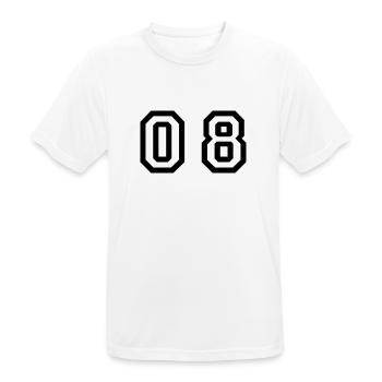 Nummer - 08 - null acht - Männer T-Shirt atmungsaktiv - Weiß - Vorne - AI Model Male 185 dark (185cm)