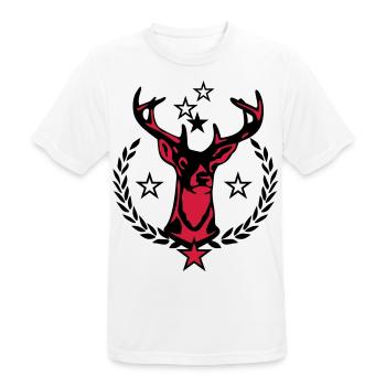 28 Hirsch Lorbeerkranz Sterne - Männer T-Shirt atmungsaktiv - Weiß - Vorne - AI Model Male 185 dark (185cm)