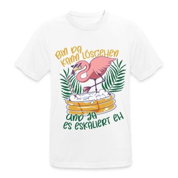 Flamingo bin da kann losgehen ja es eskaliert eh - Männer T-Shirt atmungsaktiv - Weiß - Vorne - AI Model Male 185 dark (185cm)
