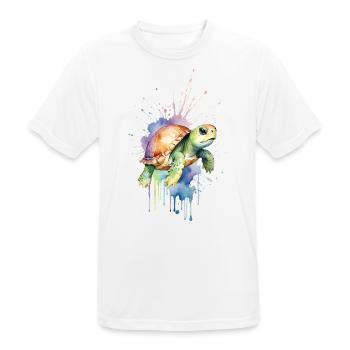 Serene Turtle - Watercolor - Men's Breathable T-Shirt - white - Front - AI Model Male 185 dark (185cm)