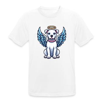Cute Pitbull Angel Cartoon Dog with Wings - Men's Breathable T-Shirt - white - Front - AI Model Male 185 dark (185cm)