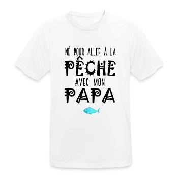 né pour aller à la pêche avec mon papa père fils - T-shirt respirant Homme - blanc - Devant - AI Model Male 185 dark (185cm)