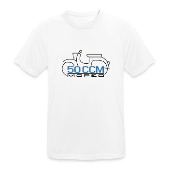 Moped Schwalbe 50 ccm Emblem - Männer T-Shirt atmungsaktiv - Weiß - Vorne - AI Model Male 185 dark (185cm)