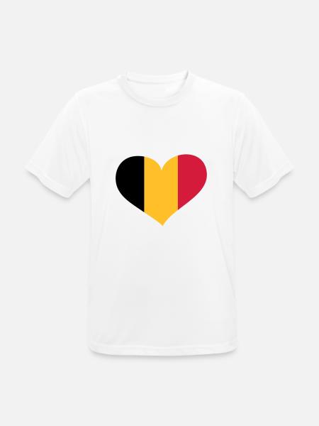 Belgien Herz; Heart Belgium - Mannen T-shirt ademend actief - wit