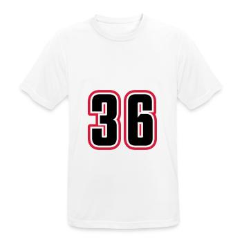 36 number symbol - Men's Breathable T-Shirt - white - Front - AI Model Male 185 dark (185cm)