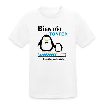 bientôt tonton pingouin,futur oncle - T-shirt respirant Homme - blanc - Devant - AI Model Male 185 dark (185cm)