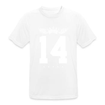14 Zahl Krone - Männer T-Shirt atmungsaktiv - Weiß - Vorne - AI Model Male 185 dark (185cm)