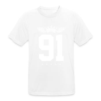 91 Number crown - Men's Breathable T-Shirt - white - Front - AI Model Male 185 dark (185cm)