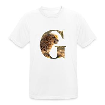G Guépard alphabet animaux - T-shirt respirant Homme - blanc - Devant - AI Model Male 185 dark (185cm)