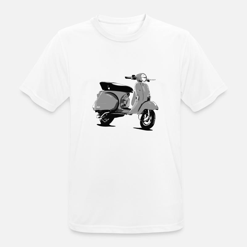 Oldtimer Roller Comic-Style (sw) - Männer T-Shirt atmungsaktiv - Weiß