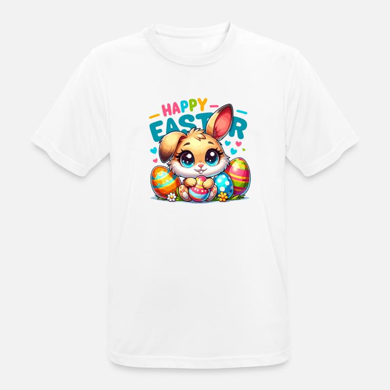 Happy Easter - Easter Bunny Illustration - Männer T-Shirt atmungsaktiv - Weiß