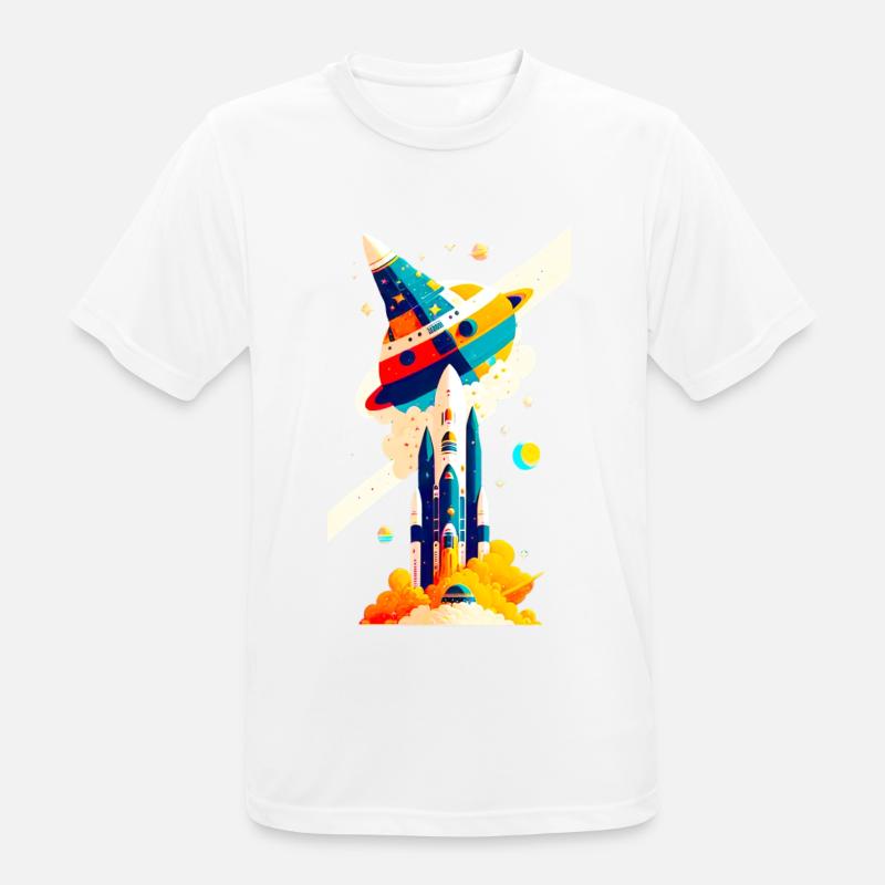 Space View / Rocket 02 - Männer T-Shirt atmungsaktiv - Weiß