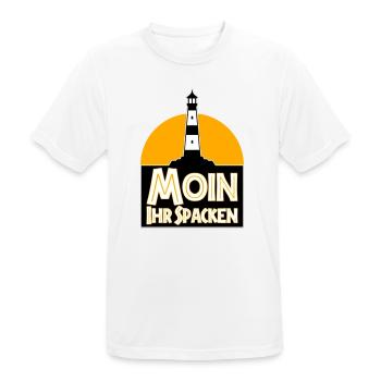 Farben änderbar | Moin Ihr Spacken - Männer T-Shirt atmungsaktiv - Weiß - Vorne - AI Model Male 185 dark (185cm)