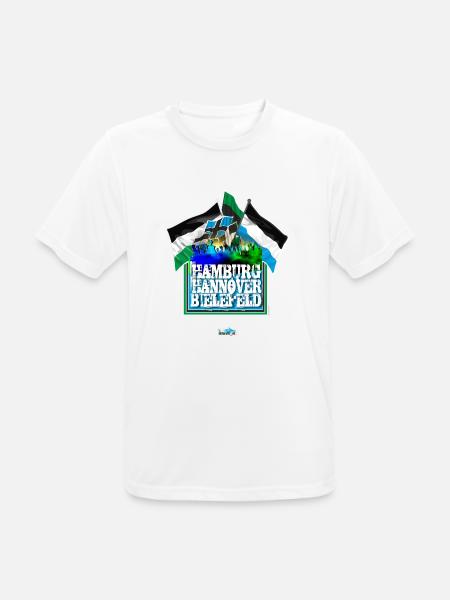 Hamburg - Hannover - Bielefeld - Männer T-Shirt atmungsaktiv - Weiß