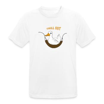 Drôle de canard disant chill out - T-shirt respirant Homme - blanc - Devant - AI Model Male 185 dark (185cm)
