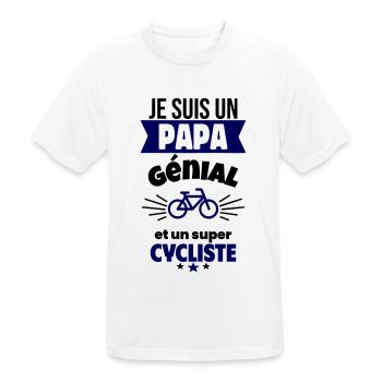 Papa génial & cycliste – idée fête des pères - T-shirt respirant Homme - blanc - Devant - AI Model Male 185 dark (185cm)
