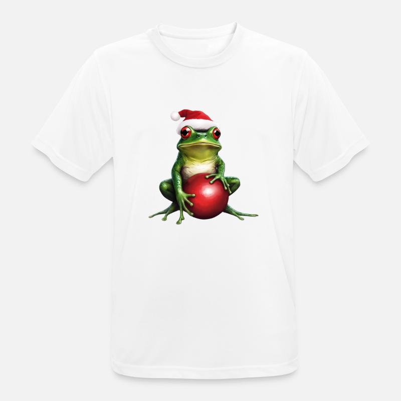 Frosch mit Weihnachtskugel 1 - Männer T-Shirt atmungsaktiv - Weiß
