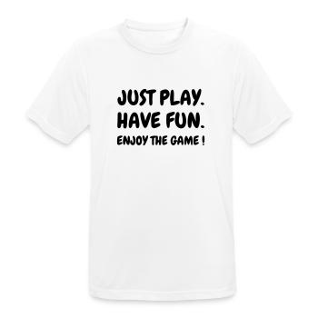 Quote - Sport - Training - Racket - Fun - Play - Männer T-Shirt atmungsaktiv - Weiß - Vorne - AI Model Male 185 dark (185cm)