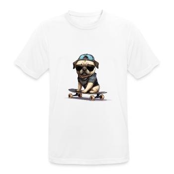 Skateboarding Mops für Skaters - Männer T-Shirt atmungsaktiv - Weiß - Vorne - AI Model Male 185 dark (185cm)