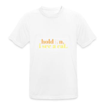 Hold On I See A Cat Cute Black Cat Paw Kitty Cat - Männer T-Shirt atmungsaktiv - Weiß - Vorne - AI Model Male 185 dark (185cm)