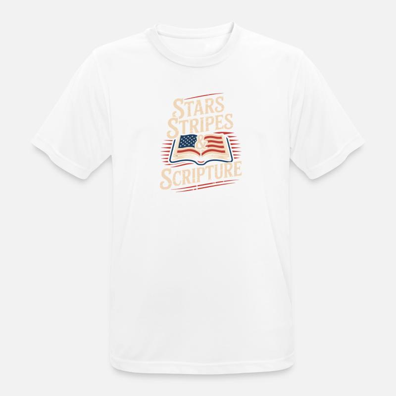 Stars, Stripes & Scripture Lightblessed - Perfekte - Männer T-Shirt atmungsaktiv - Weiß
