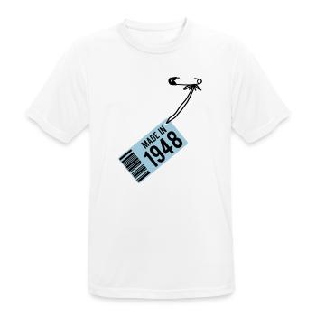Anniversaire T-shirt 1948 - T-shirt respirant Homme - blanc - Devant - AI Model Male 185 dark (185cm)